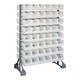 Quantum Storage Systems QRU-16D-230-96CL 36" x 20" x 53" Gray Steel Double-Sided Rail Rack with (96) 10 7/8" x 5 1/2" x 5" Clear Bins and (16) Rails