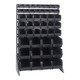 Quantum Storage Systems QRU-16S-220230240BK 36" x 15" x 53" Gray Steel Rail Rack with (46) Black Bins and (16) Rails