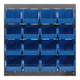 Quantum Storage Systems QLP-1819-210-16BL 18" x 19" Gray Steel Louvered Panel with (16) 5 3/8" x 4 1/8" x 3" Blue Bins