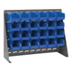Quantum Storage Systems QBR-2721-220-24BL 27 3/4" x 21" Gray Steel Bench Rack with (24) 7 3/8" x 4 1/8" x 3" Blue Bins