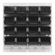 Quantum Storage Systems QLP-1819HC-220-16BK 18" x 19" Oyster White Steel Louvered Panel with (16) 7 3/8" x 4 1/8" x 3" Black Bins