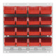 Quantum Storage Systems QLP-1819HC-210-16RD 18" x 19" Oyster White Steel Louvered Panel with (16) 5 3/8" x 4 1/8" x 3" Red Bins