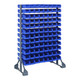 Quantum Storage Systems QRU-12D-220-192BL 36" x 20" x 53" Gray Steel Double-Sided Rail Rack with (192) 7 3/8" x 4 1/8" x 3" Blue Bins and (12) Rails