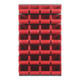 Quantum Storage Systems QLP-3661-240-28RD 36" x 61" Gray Steel Louvered Panel with (28) 14 3/4" x 8 1/4" x 7" Red Bins