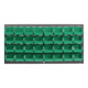 Quantum Storage Systems QLP-3619-220-32GN 36" x 19" Gray Steel Louvered Panel with (32) 7 3/8" x 4 1/8" x 3" Green Bins