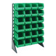 Quantum Storage Systems QRU-12S-240-24GN 36" x 15" x 53" Gray Steel Rail Rack with (24) 14 3/4" x 8 1/4" x 7" Green Bins and (12) Rails