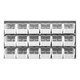 Quantum Storage Systems QLP-3619-230-18CL 36" x 19" Gray Steel Louvered Panel with (18) 10 7/8" x 5 1/2" x 5" Clear Bins