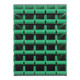 Quantum Storage Systems QLP-4861-240-35GN 48" x 61" Gray Steel Louvered Panel with (35) 14 3/4" x 8 1/4" x 7" Green Bins