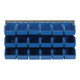 Quantum Storage Systems QLP-3619-230-18BL 36" x 19" Gray Steel Louvered Panel with (18) 10 7/8" x 5 1/2" x 5" Blue Bins