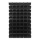 Quantum Storage Systems QLP-3661HC-230-60BK 36" x 61" Oyster White Steel Louvered Panel with (60) 10 7/8" x 5 1/2" x 5" Black Bins