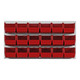 Quantum Storage Systems QLP-3619HC-230-18RD 36" x 19" Oyster White Steel Louvered Panel with (18) 10 7/8" x 5 1/2" x 5" Red Bins