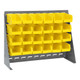 Quantum Storage Systems QBR-2721-220-24YL 27 3/4" x 21" Gray Steel Bench Rack with (24) 7 3/8" x 4 1/8" x 3" Yellow Bins