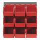 Quantum Storage Systems QLP-1819-230-9RD 18" x 19" Gray Steel Louvered Panel with (9) 10 7/8" x 5 1/2" x 5" Red Bins