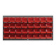 Quantum Storage Systems QLP-3619-210-32RD 36" x 19" Gray Steel Louvered Panel with (32) 5 3/8" x 4 1/8" x 3" Red Bins