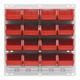 Quantum Storage Systems QLP-1819HC-220-16RD 18" x 19" Oyster White Steel Louvered Panel with (16) 7 3/8" x 4 1/8" x 3" Red Bins