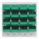 Quantum Storage Systems QLP-1819HC-220-16GN 18" x 19" Oyster White Steel Louvered Panel with (16) 7 3/8" x 4 1/8" x 3" Green Bins
