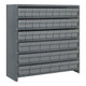 Quantum Storage Systems CL1839-624GY Super Tuff 36" x 18" x 39" Steel Closed 7-Shelf Euro Drawer Shelving System with (27) 17 5/8" x 3 3/4" x 4 5/8" and (18) 17 7/8" x 5 9/16" x 4 5/8" Gray Bins