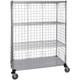 Quantum Storage Systems WRCS4-63-2448EP 24" x 48" x 69" Mobile Enclosure Cart with 3 Wire Shelves and 1 Steel Shelf
