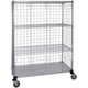 Quantum Storage Systems WRCS4-63-2436EP 24" x 36" x 69" Mobile Enclosure Cart with 3 Wire Shelves and 1 Steel Shelf