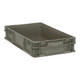 Quantum Storage Systems RSO2415-5 24" x 15" x 5" Heavy-Duty Gray Stacker Straight Wall Container with Built-In Handle Grips