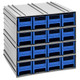 Quantum Storage Systems QIC-161BL 11 3/8" x 11 3/4" x 11" Interlocking Storage Cabinets with 16 Blue Compact Drawers with Windows