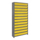 Quantum Storage Systems CL1875-604YL Super Tuff 36" x 18" x 75" Steel Closed 13-Shelf Euro Drawer Shelving System with (108) 17 7/8" x 3 3/4" x 4 5/8" Yellow Bins
