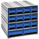 Quantum Storage Systems QIC-12123BL 11 3/8" x 11 3/4" x 11" Interlocking Storage Cabinets with 12 Blue Compact Drawers and 2 Large Drawers with Windows