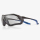 Global Glove RLY00312 Quadro Gray Performance Fog Technology Lens, Black and Blue Frame Convertible Safety Glasses