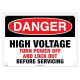 Reece Safety RLS102 Lockout Sign - Danger High Voltage Turn power off before servicing