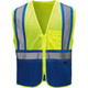 GSS Safety 3131 Enhanced Visibility Multi-Color Vest, Lime w/Blue Trim