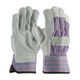 PIP 84-7532 "B/C" Grade Shoulder Split Cowhide Leather Palm Glove with Fabric Back - Rubberized Safety Cuff