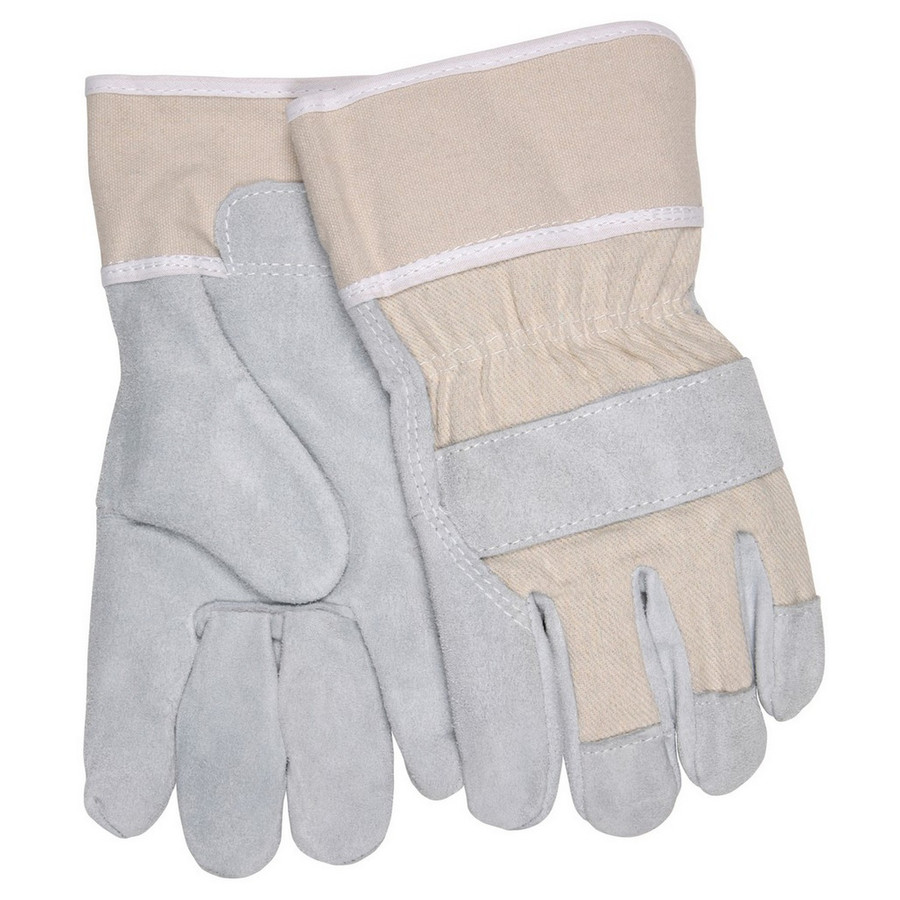MCR Safety 1400B Regular Shoulder, Leather Palm, 2.5" Duck Safety Cuff, White Fabric
