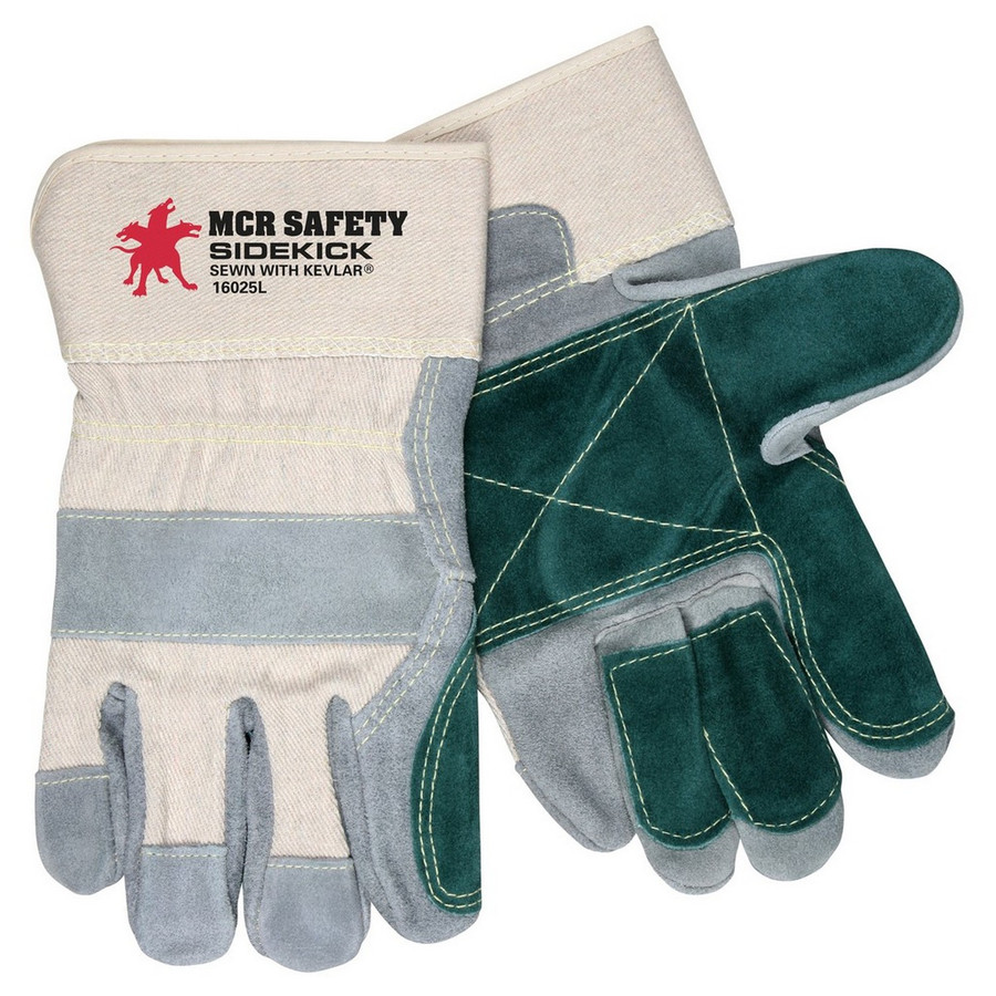 MCR Safety 16025L Sidekick Select side split leather, 2.5" Cuff, Double leather fingers