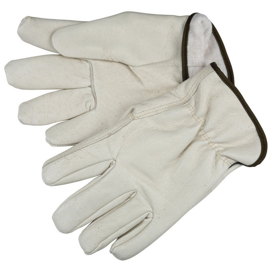 MCR Safety 3452L Insulated Drivers, Fleece Lined Grain Pigskin Leather, Shirred Elastic Back, Straight Thumb
