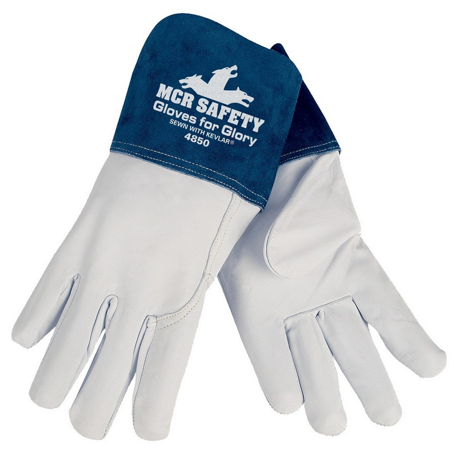 MCR Safety 4850M Gloves For Glory, Grain Goat Leather, Sewn with DuPont Kevlar, 4.5" split cow cuff