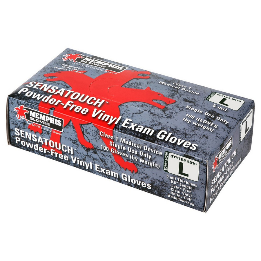 MCR Safety 5010S SensaTouch, 5 mil clear vinyl disposable medical grade, Powder Free