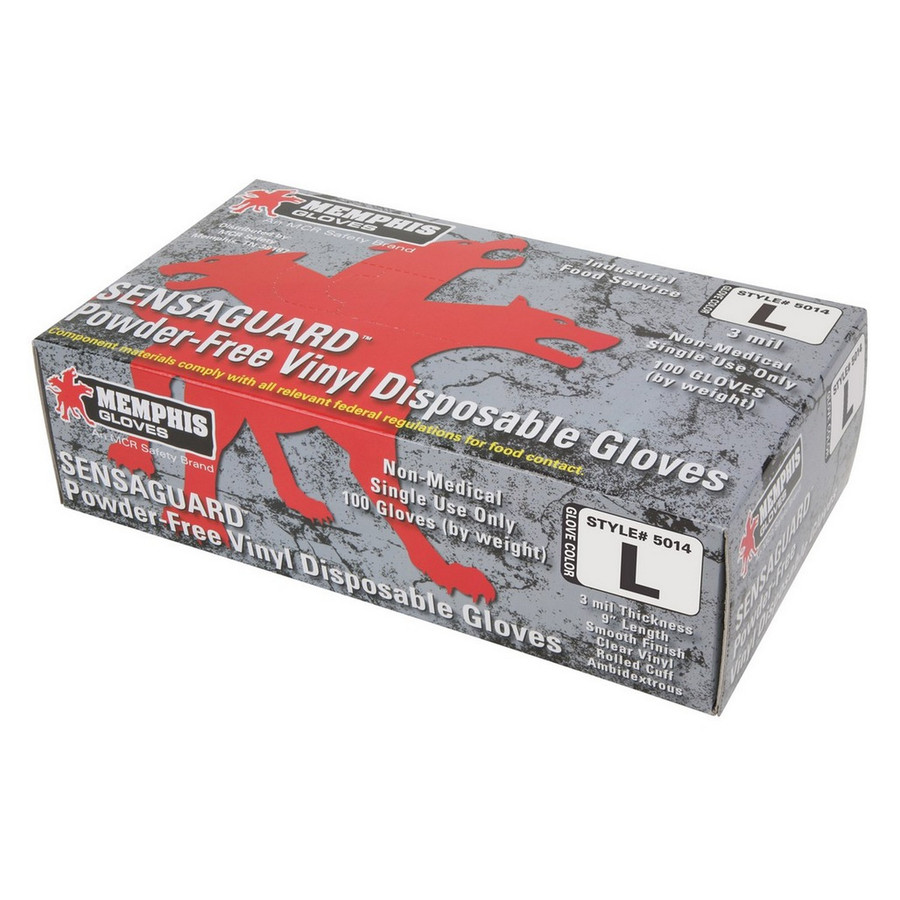 MCR Safety 5014M SensaGuard, 3 mil Clear Vinyl Industrial/Food Service Grade, Powder Free