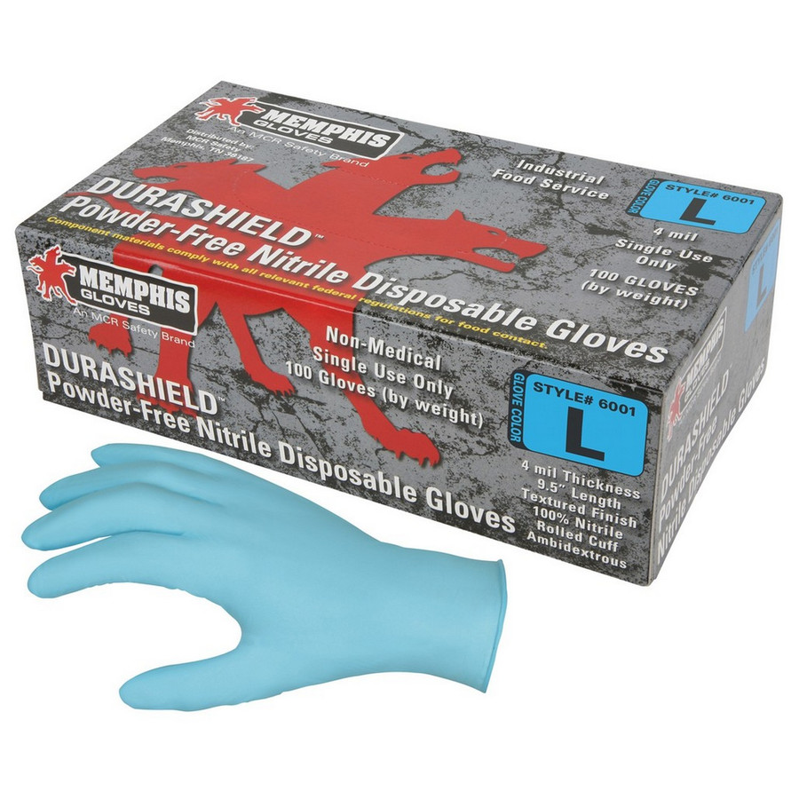MCR Safety 6001XS Durashield, 4 mil Nitrile Industry Standard Food Grade, Textured, Powder Free