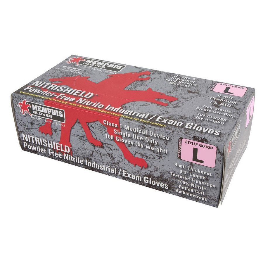 MCR Safety 6010PS Nitri-Med, Pink, Medical Grade, Powder Free, 4 mil