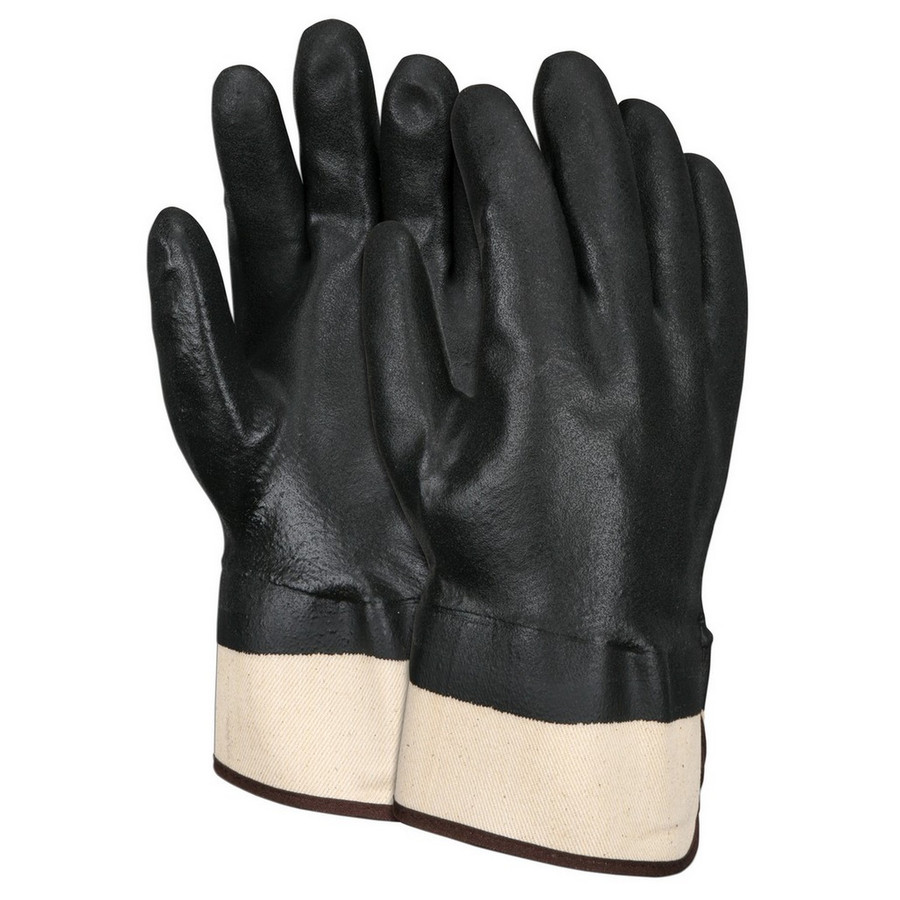 MCR Safety 6521SC Industry Standard Black Double Dipped, Safety Cuff, Safety Cuff, Jersey Lined