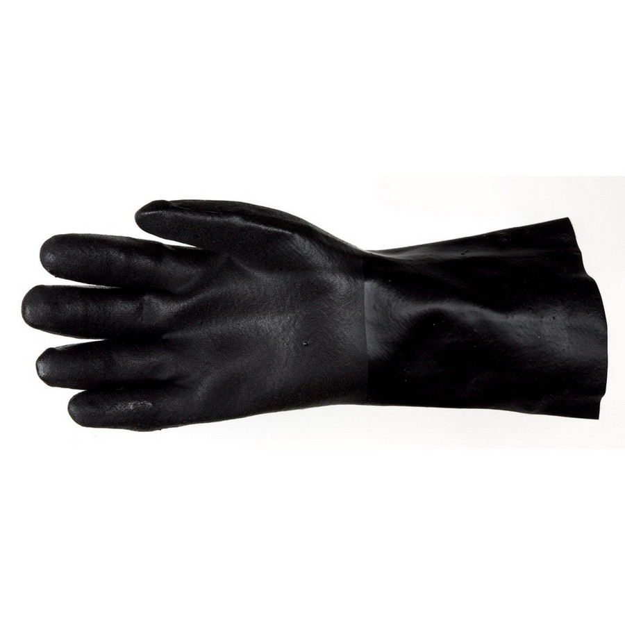 MCR Safety 6522SJ Double Dip Sandy Black PVC, 12" Industry Standard, Jersey Lined, Guanlet Cuff