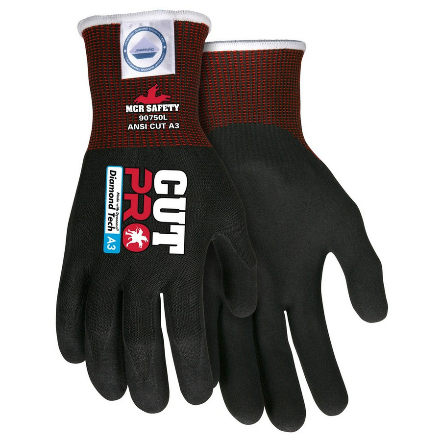 MCR Safety 90750S Dyneema Diamond Tech, 15 Ga Sandy Nitrile Foam Coated Palm and Fingers