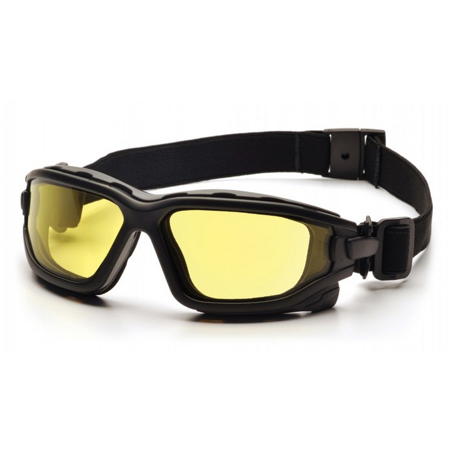 Pyramex Safety SB7030SDT I-Force - Black Strap-Temples/Amber Anti-Fog Lens Safety Glasses