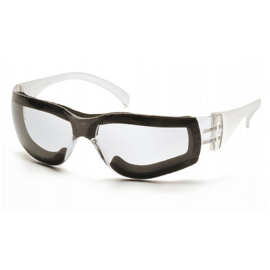 Pyramex Safety S4110STFP Intruder - Clear Frame w/Full Foam Padding/Clear-Hardcoated Anti-fog Lens Safety Glasses