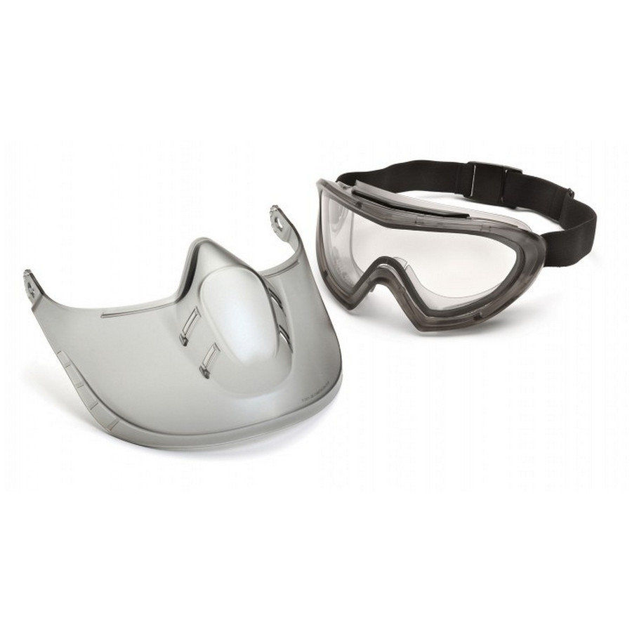 Pyramex Safety GG504DTSHIELD Capstone - Clear Anti Fog Dual Lens with Clear Shield Safety Glasses