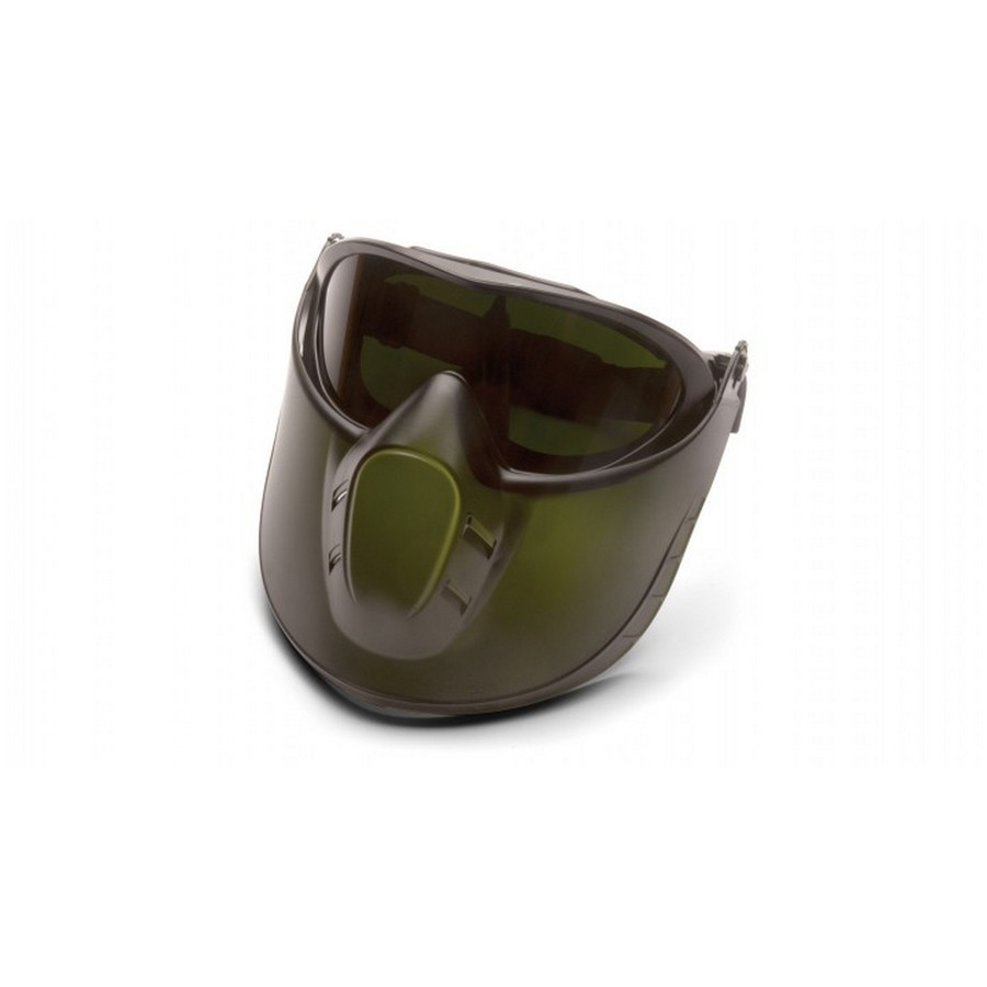 Pyramex Safety GG504TSHIELDIR5 Capstone - Direct/Indirect Goggle with IR5 Lens and Green Tinted Faceshield Attachment Safety Glasses