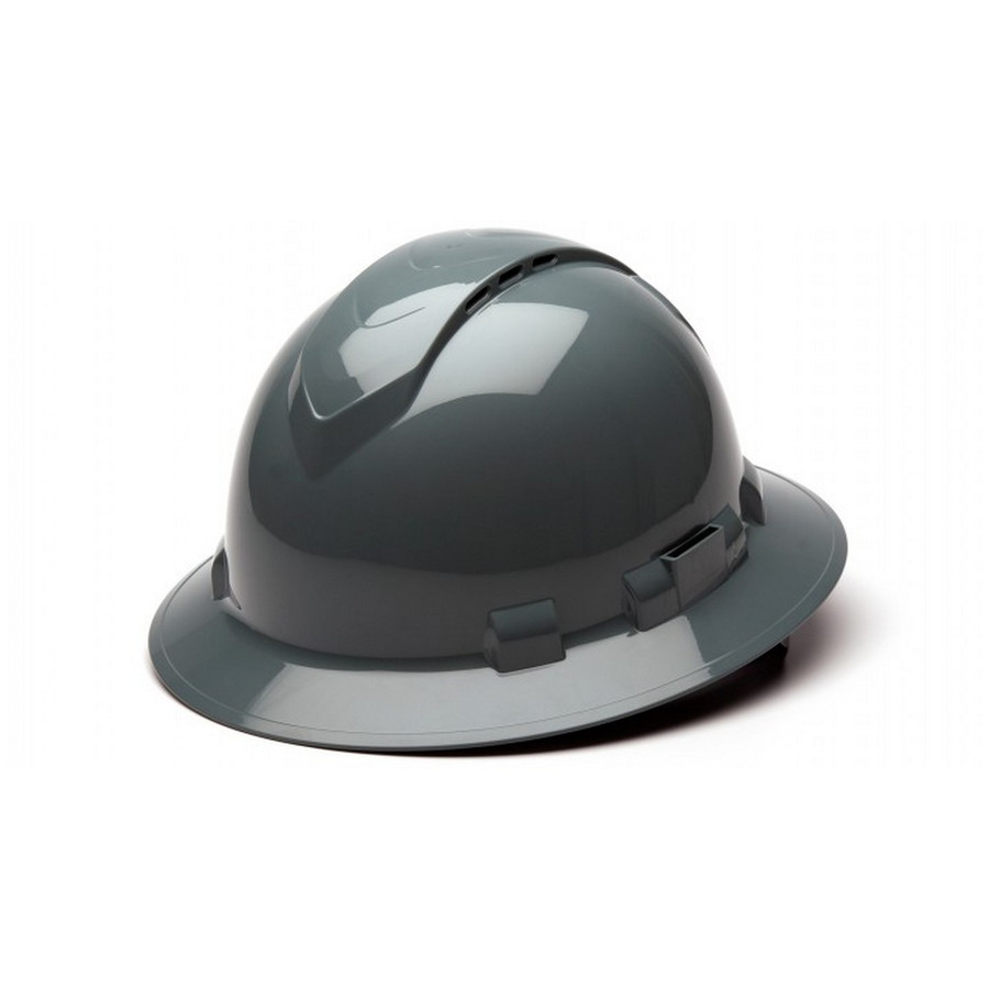 Pyramex Safety HP54113V Slate Gray Ridgeline Vented Full Brim 4 Pt Ratchet Suspension