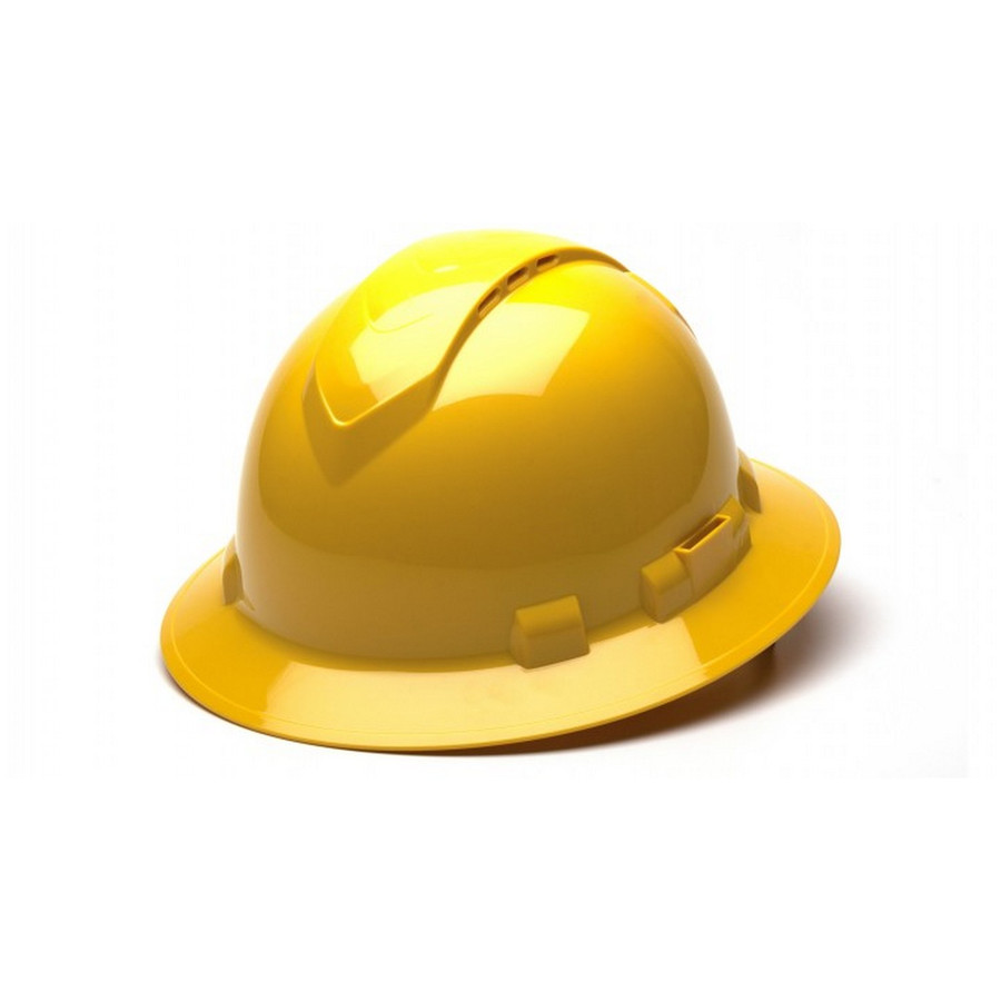 Pyramex Safety HP54130V Yellow Ridgeline Vented Full Brim 4 Pt Ratchet Suspension