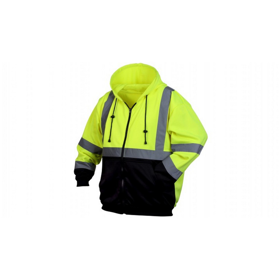 Pyramex Safety RSZH3210 Winter Wear - Hi-Vis Lime Zipper Sweatshirt with Black Bottom ANSI Type R Class 3