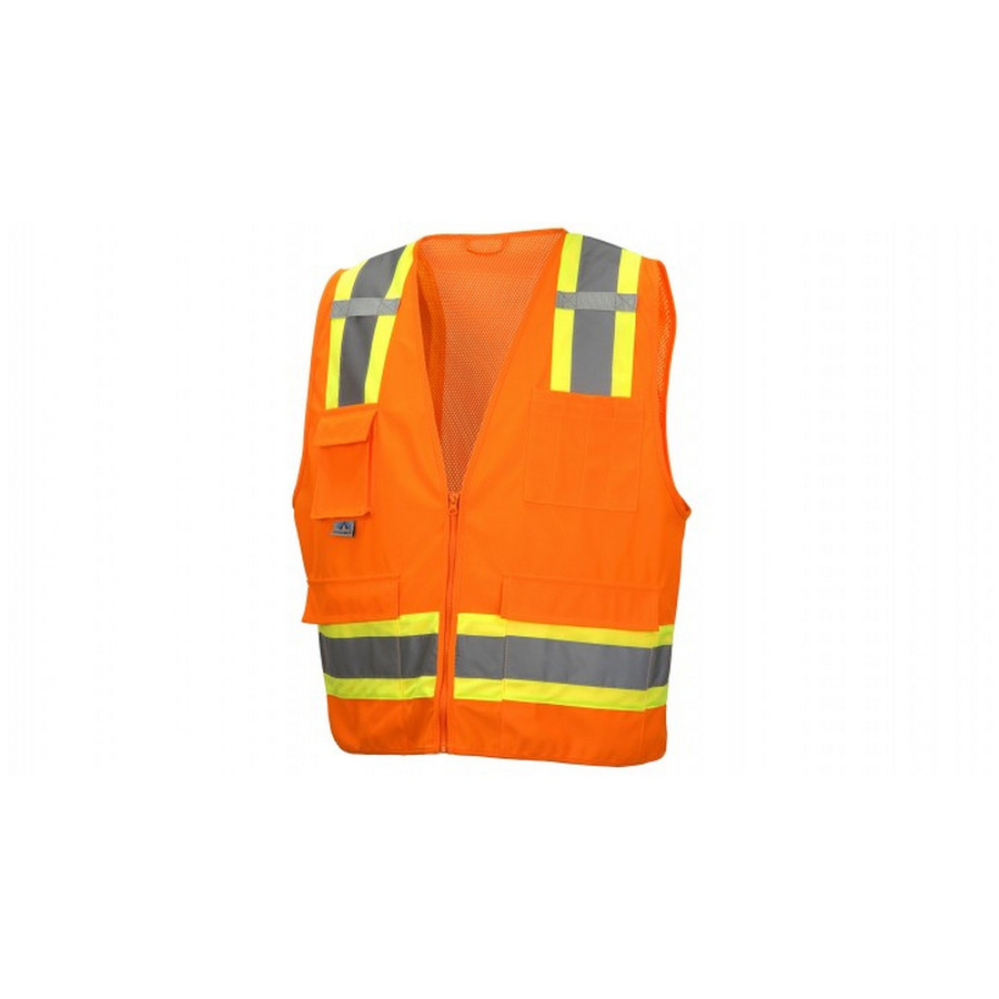 Pyramex Safety RCZ2420 Safety Vest - Hi-Vis Orange Vest with Contrasting Reflective Tape ANSI Type R Class 2
